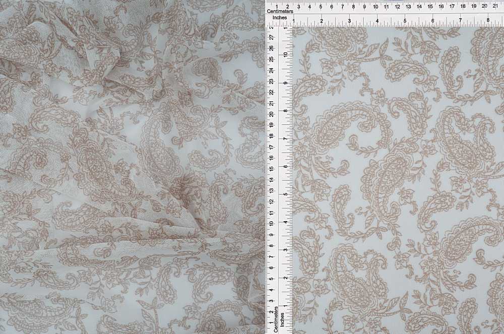 MESH-MS10526 / IVORY/COCO / 90%POLY 10%SPAN MESH PAISLEY PRINT