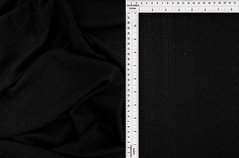 KNT4422 / BLACK / 95%POLY 5%SPAN KNIT JACQUARD CABLE KNIT SWEATER
