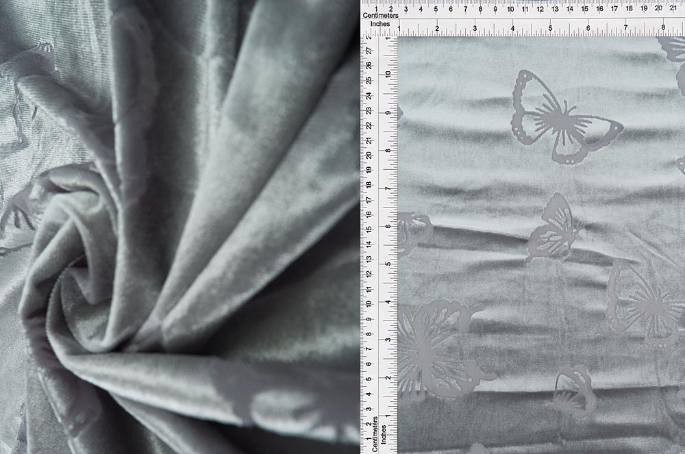KNT3869-MS10519 / SILVER GREY / 65%POLY 27%NYLON 8%SP BUTTERFLY VELVET BURNOUT
