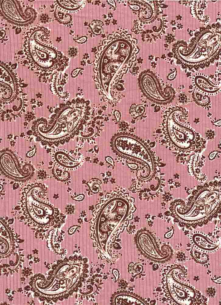 KNT3422-MS01220 / MAUVE / 87%POLY 13%SPAN 4X2 YUMMY RIB PAISLEY LEAF