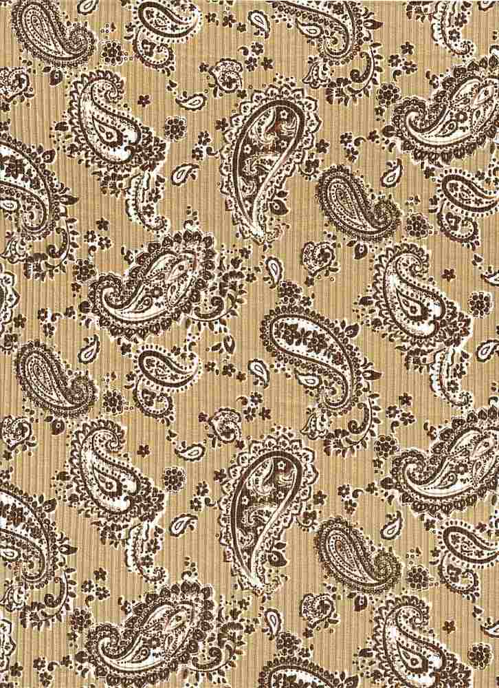 KNT3422-MS01220 / TAN / 87%POLY 13%SPAN 4X2 YUMMY RIB PAISLEY LEAF