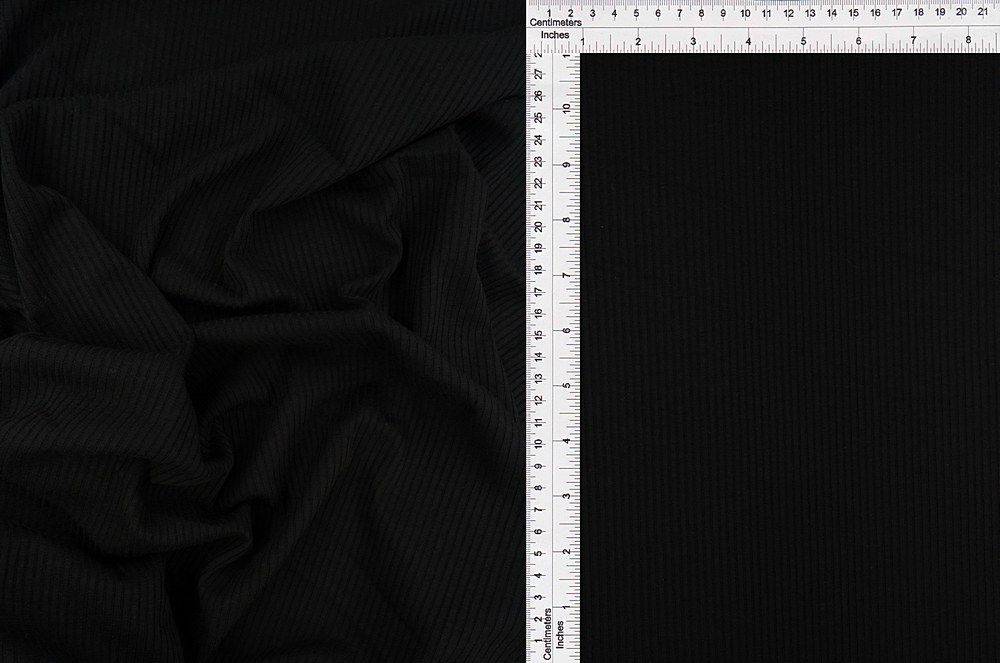 KNT3422 / BLACK / 89%POLY 9%RAYON 2%SPAN 4x2 RIB SOLID