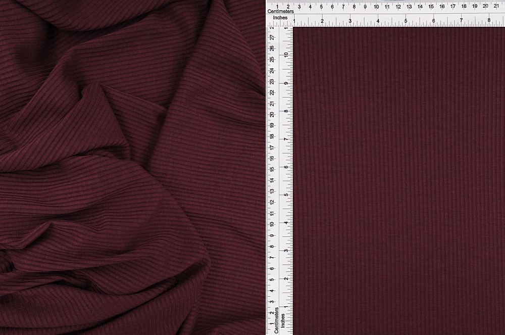 KNT3422 / BURGUNDY / 89%POLY 9%RAYON 2%SPAN 4x2 RIB SOLID