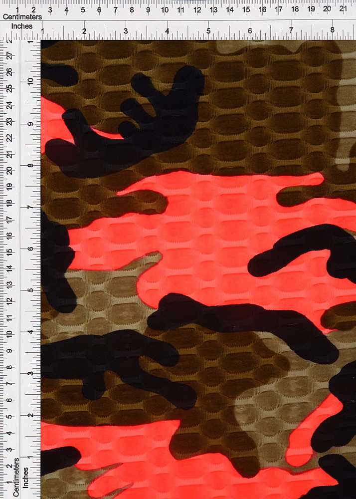 KNT4360-SE71178 / NEON ORANGE / 93%POLY 7%SPAN HONEYCOMB KNIT CAMO PRINT