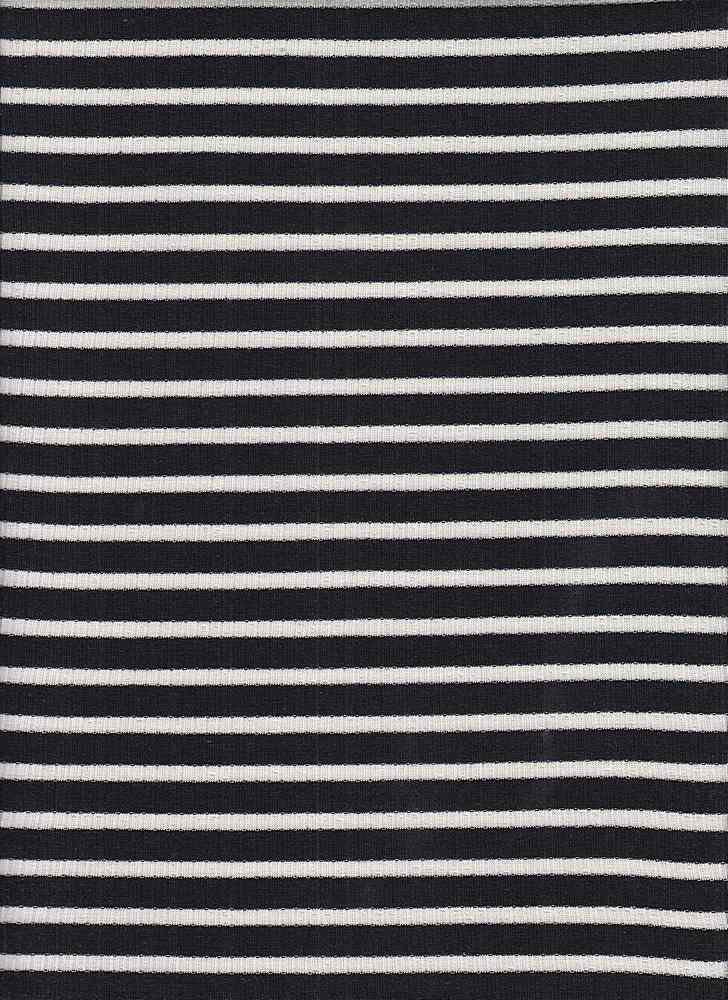 KNT3450 / BLK/WHITE / 68%POLYESTER 29%RAYON 3%SPAN 4X2 RIB STRP