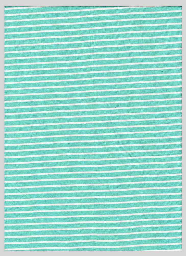 KNT3115 / MINT/IVORY / 96%RAY 4%SPAN JERSEY 1/4x1/16 Yarn Dye Stripe