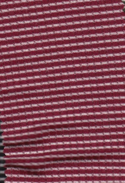 KNT3564 / BURGUNDY/IVORY / 63%POLY 33%RAY 4%SPAN RIB 4X2 HORIZONTAL STRIPE Y/D