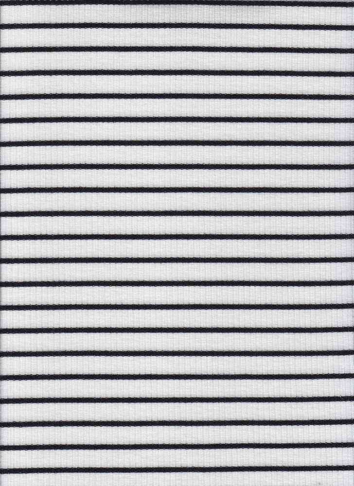 KNT3586 / IVORY/BLACK / 75%POLY 20%RAY 5%SPAN RIB 4X2 HORIZONTAL STRIPE Y/D