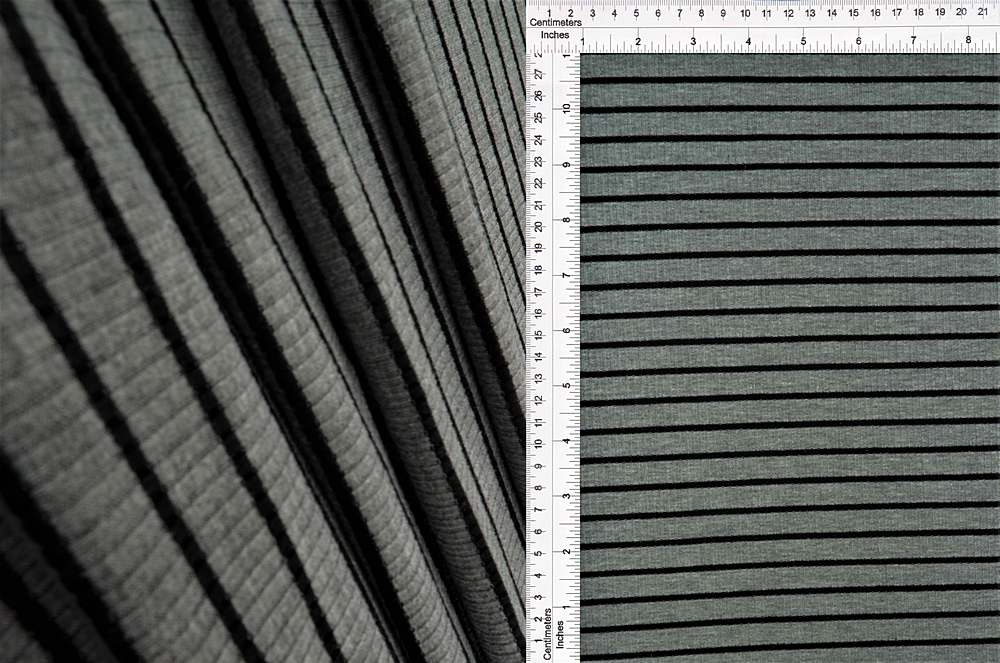 KNT3586 / H.GRAY/BLACK / 75%POLY 20%RAY 5%SPAN RIB 4X2 HORIZONTAL STRIPE Y/D