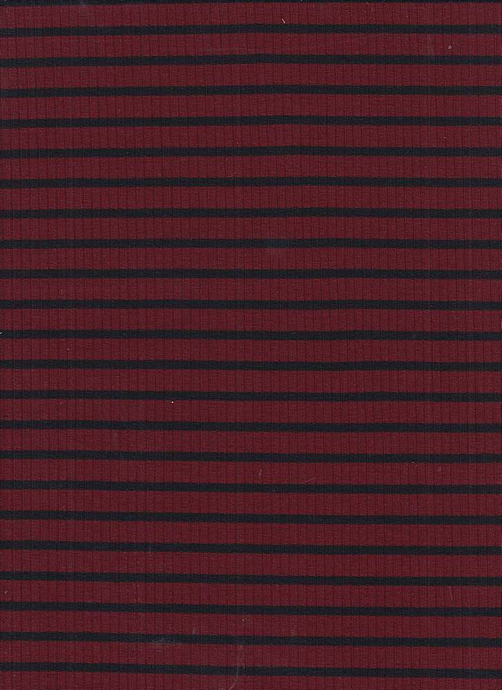 KNT3450 / BURGUNDY/BLK / 63% POLY 33% RAYON 4% SPANDEX 4X2 RIB STRIPES