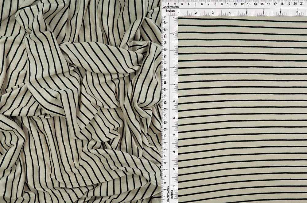KNT3115 / STONE/BLACK / 96%RAY 4%SPAN JERSEY 1/4x1/16 Yarn Dye Stripe