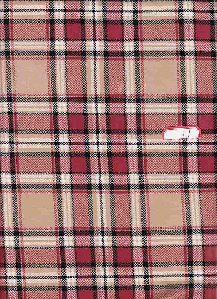 KNT2100-DU1257 / STONE 1 / 96%POLY 4%SPAN DTY BRUSHED PLAID PRINT