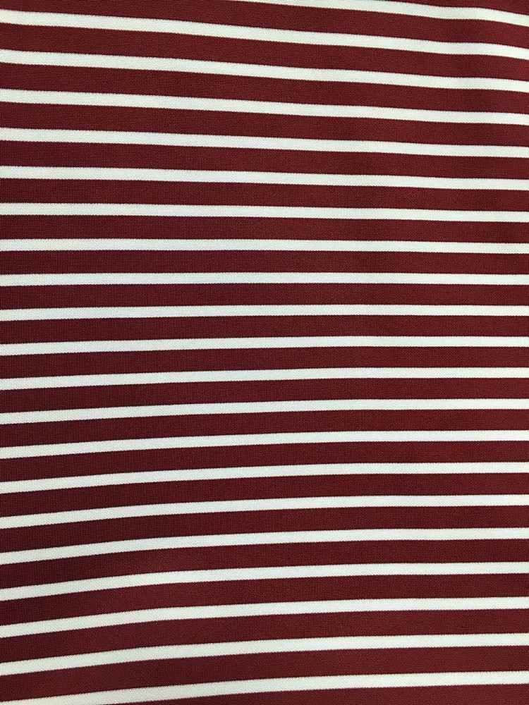 TECH-3641 / BURGUNDY/IVORY / 95% POLY 5% SPANDEX POLY ST TECHNO STRIPE
