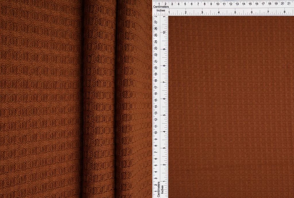 KNT3634 / RUST / 70%POLY 28%RAYON 2%SPAN WAFFLE SOLID