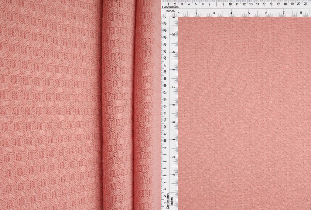 KNT3634 / ROSE / 89%POLY 9%RAY 2%SPAN WAFFLE SOLID