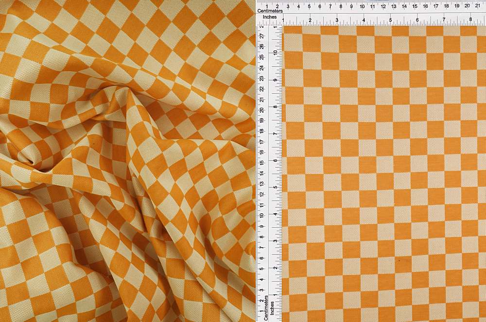 KNT4442 / ORANGE / 97%POLY 3%SPAN DOUBLE KNIT JACQUARD CHECKER