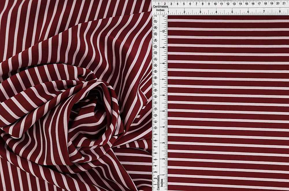 TECH-3641 / WINE/IVORY / 95% POLY 5% SPANDEX POLY ST TECHNO STRIPE