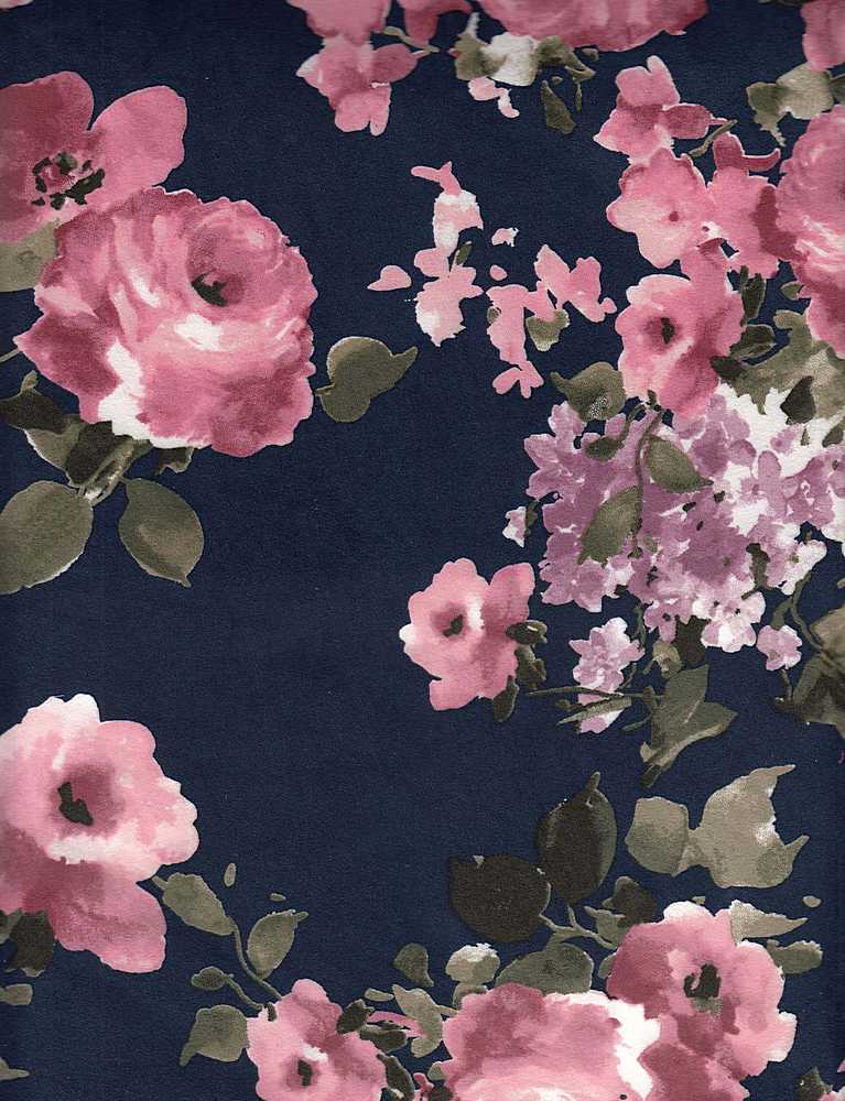 KNT2100-SE60401 / NAVY DB / 96%POLY 4%SPAN DTY BRUSHED FLORAL PRINT