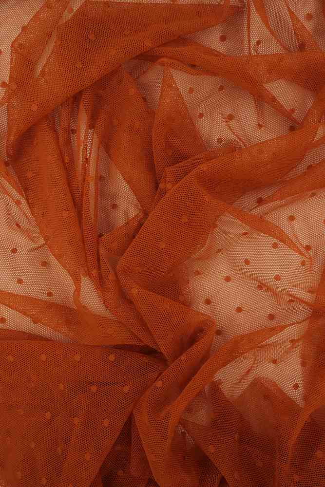 LACE3759 / RUST LT / 90%NYLON 10%SPAN POLKA DOT LACE SOLID