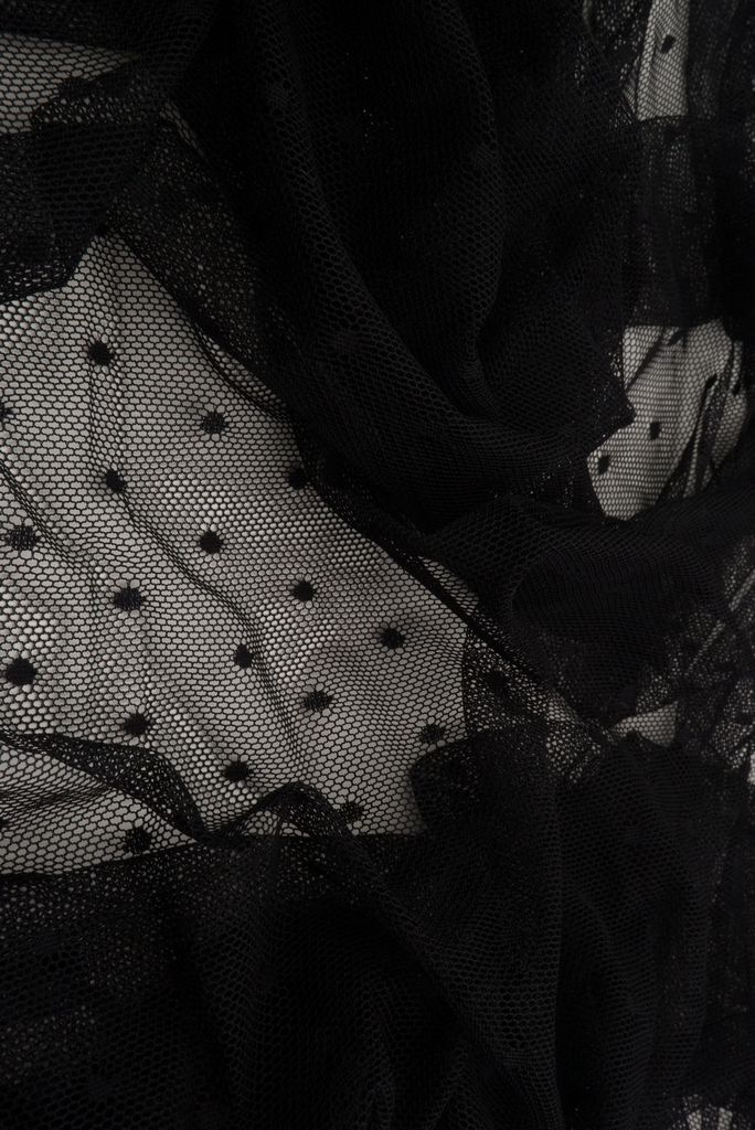 LACE3759 / JET BLACK / 90%NYLON 10%SPAN POLKA DOT LACE SOLID