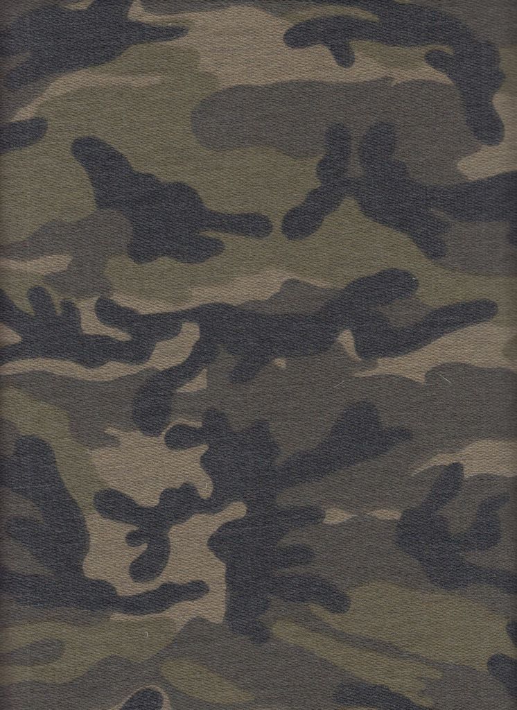 KNT1374-SE71178 / SAGE A / 72%POLY 24%RAY 4%SPAN FRENCH TERRY CAMOUFLAGE PRINT