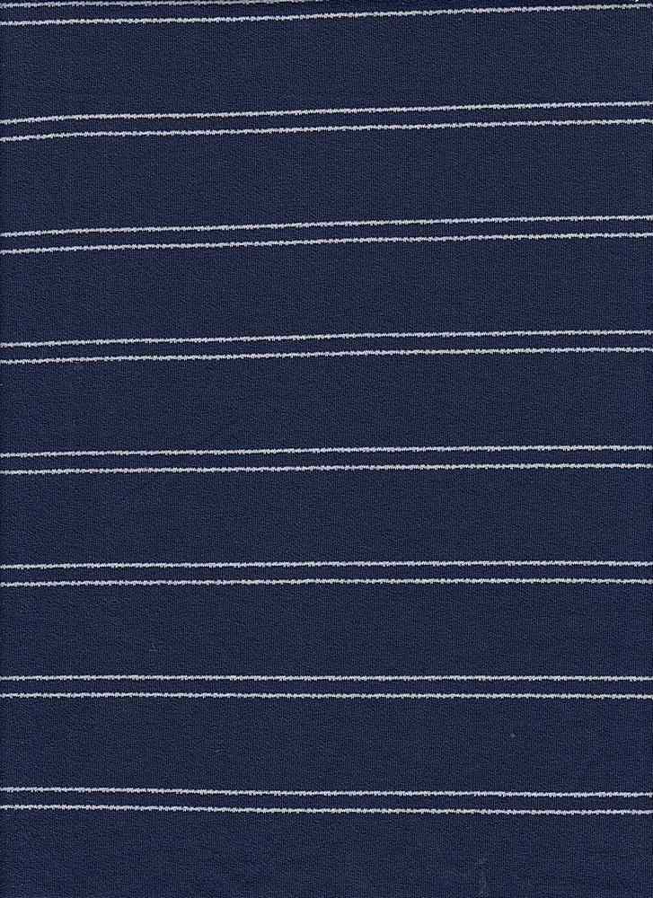 KNT3789 / NAVY / 90.5%RAY 6.5%POLY 3%SPAN KNIT CREPON H STRIPE Y/D