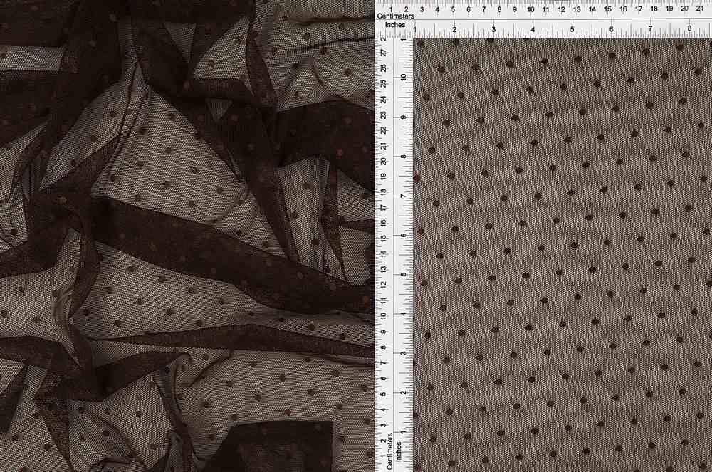 LACE3759 / BROWN / 90%NYLON 10%SPAN POLKA DOT LACE SOLID