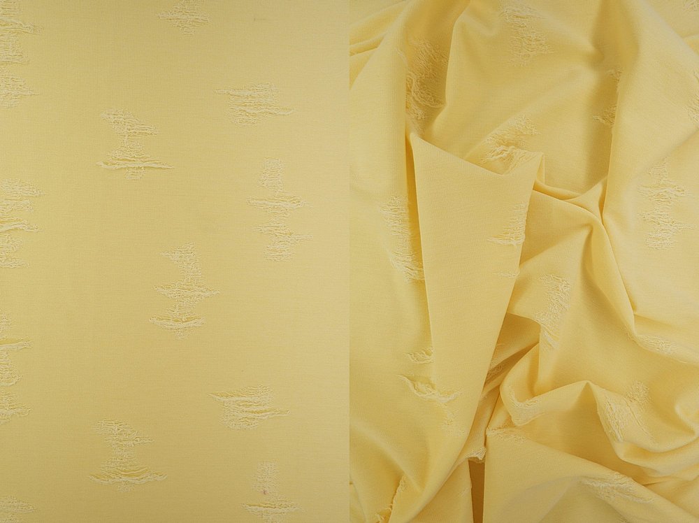 KNT3771 / YELLOW IRIS / 25%COT 72%POLY 3%SPAN DBL KNT DISTRESSED JACQ SOLID