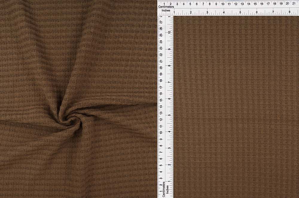 KNT3814 / COCOA / 70%POLY 28%RAYON 2%SPAN WAFFLE BRUSHED SOLID