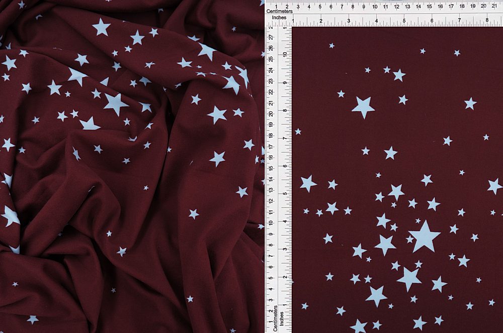 KNT2100-DU1561 / MARSALA 5 / 96%POLY 4%SPAN DTY BRUSHED STAR PRINT