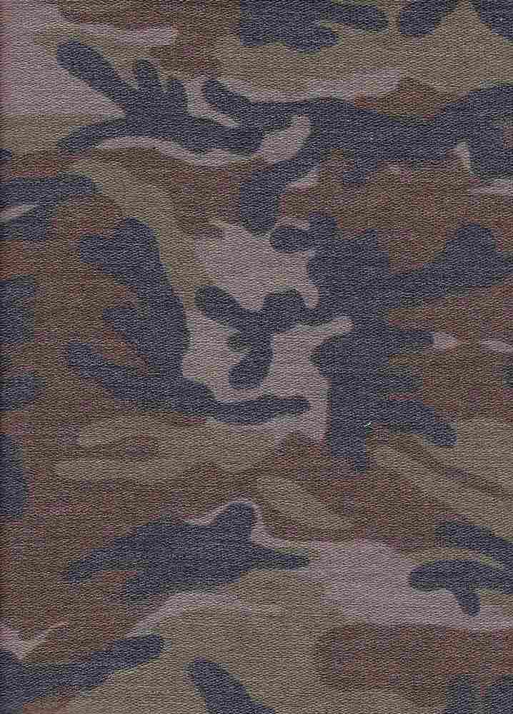 KNT1374-SE71178 / KHAKI A / 72%POLY 24%RAY 4%SPAN FRENCH TERRY CAMOU PRINT