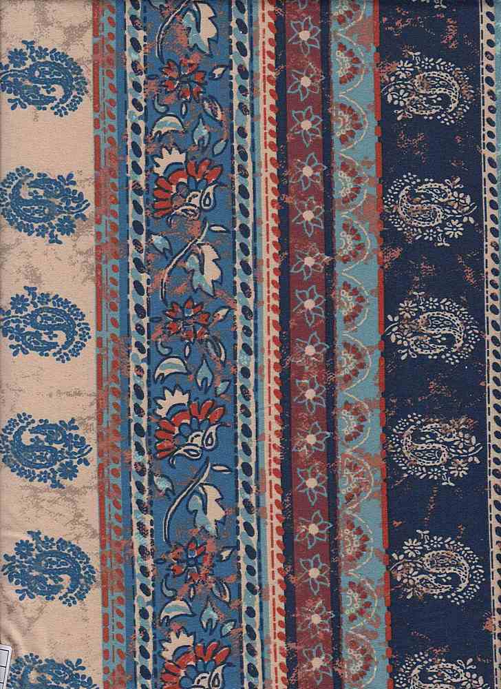 KNT2100-DU1170 / DENIM 1 / 96%POLY 4%SPAN DTY BRUSHED PAISLEY PRINT
