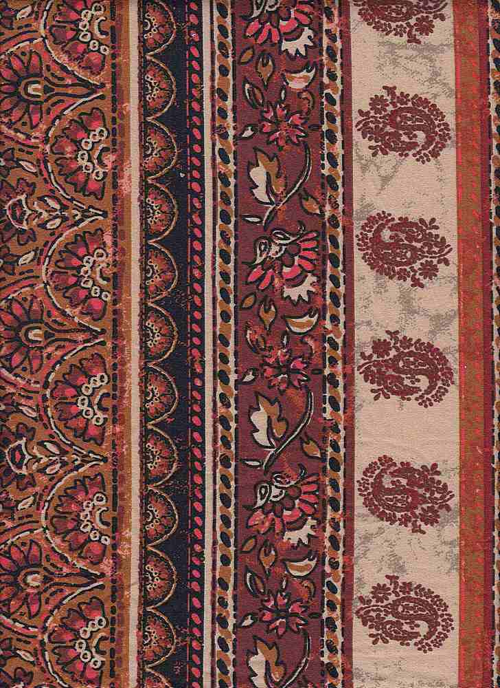 KNT2100-DU1170 / RUST 2 / 96%POLY 4%SPAN DTY BRUSHED PAISLEY PRINT