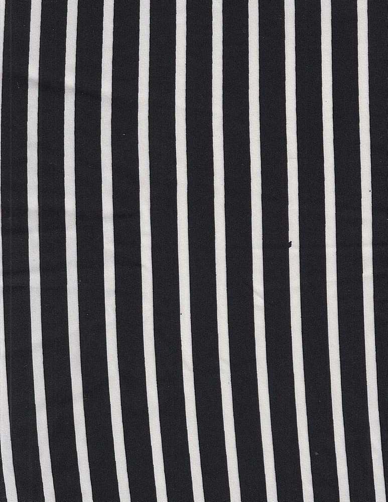 KNT1389-DU1587 / BLACK/WHITE / 96%POLY 4%SPAN DTY VERTICAL STRIPE PRINT