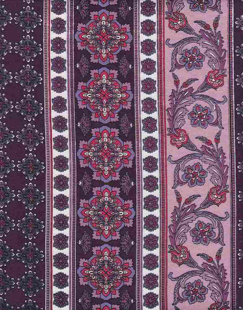 KNT2100-SR70864 / PLUM/MAUVE / 96%POLY 4%SPAN DTY BRUSHED BOHO PRINT