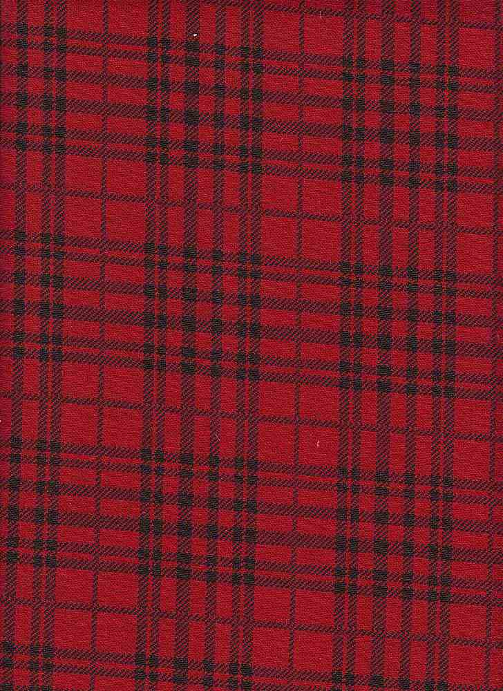 KNT3908 / RED/BLACK / 96%POLY 4%SPAN DOUBLE KNIT PLAID JACQUARD