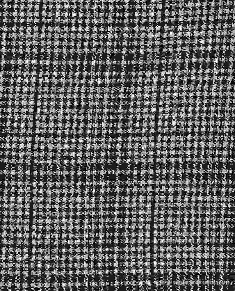 KNT3909 / BLACK/WHITE / 96%POLY 4%SPAN PLAID KNIT JACQUARD