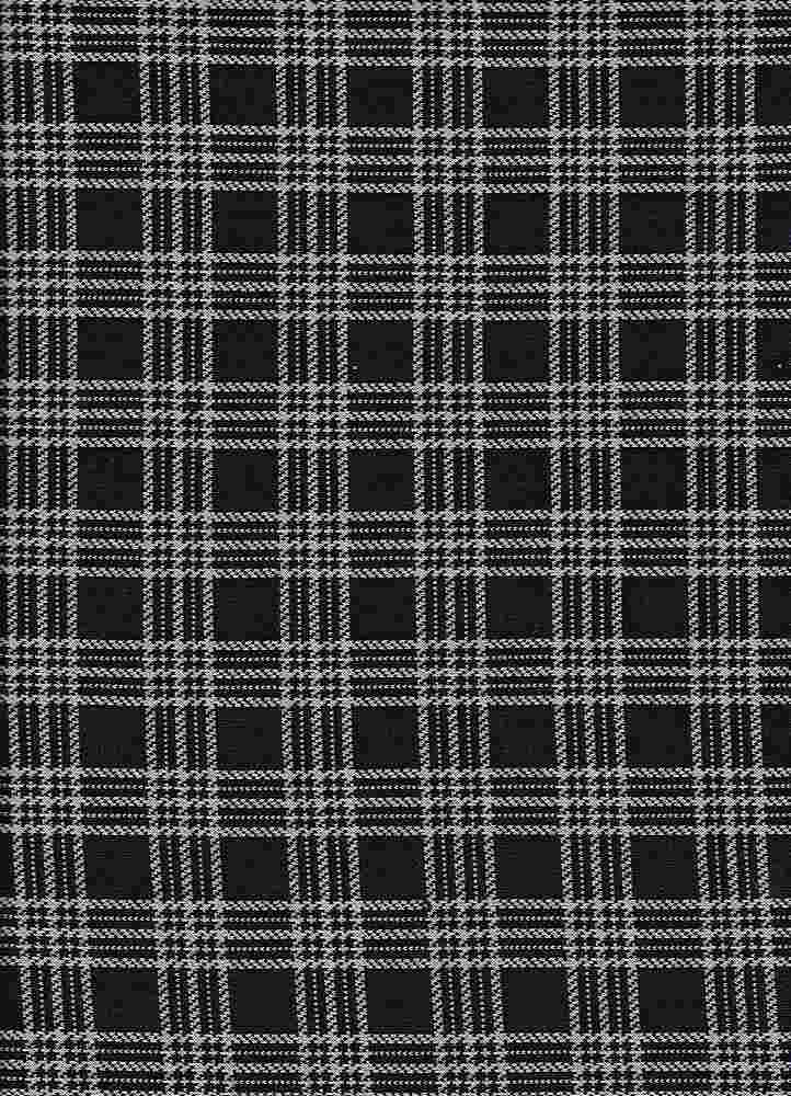 KNT3911 / BLACK/WHITE / 81%POLY 16%RAY 3%SPAN DOUBLE KNIT JACQUARD PLAID