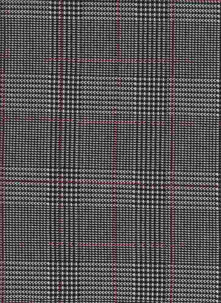 KNT3930 / BLACK/RED / 83.5%POLY 15%RAYON 1.5%SPAN KNIT JACQUARD PLAID Y/D
