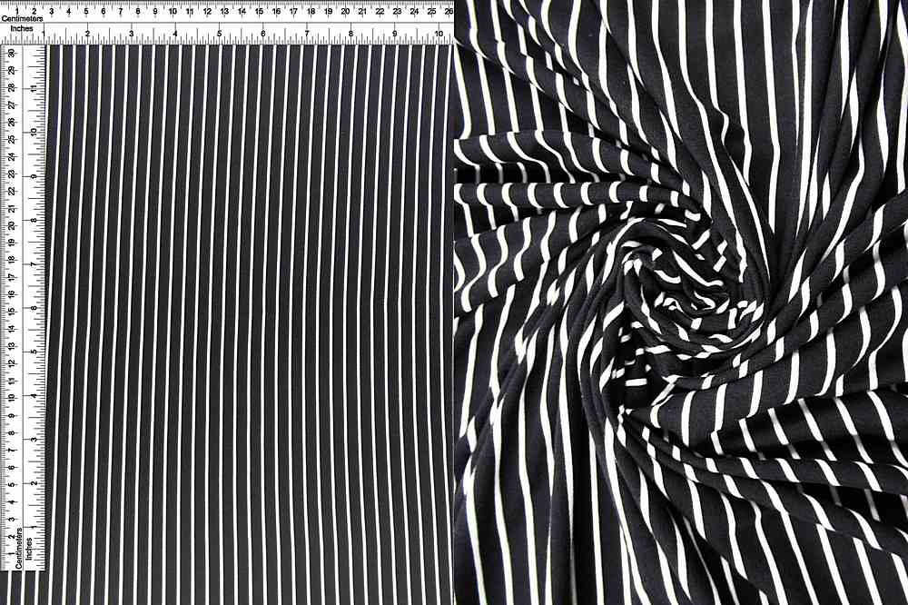 KNT2100-CW99 / BLACK/IVORY / 96%POLY 4%SPAN DTY BRUSHED VERTICAL STRIPE PRINT