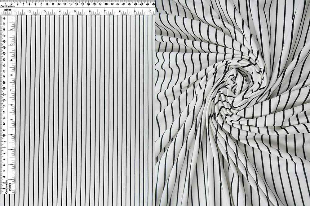 KNT2100-CW99 / IVORY/BLACK / 96%POLY 4%SPAN DTY BRUSHED VERTICAL STRIPE PRINT