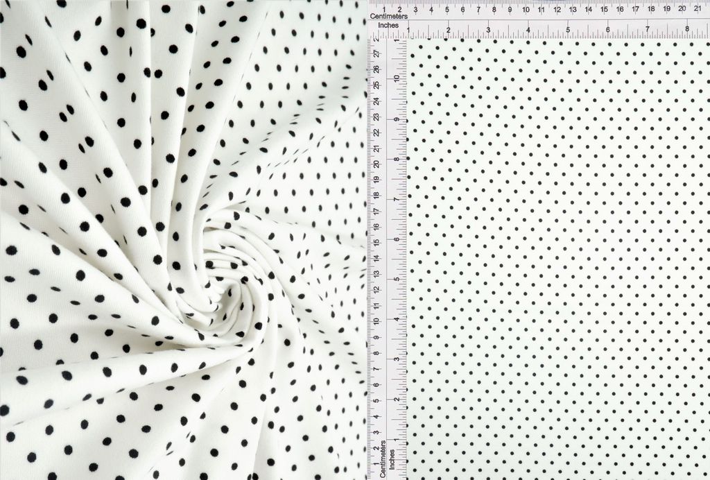 KNT2100-DU1614 / IVORY/BLACK / 96%POLY 4%SPAN DTY BRUSHED POLKA DOT PRINT