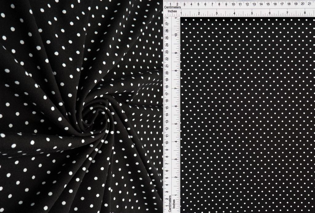 KNT2100-DU1614 / BLACK/IVORY / 96%POLY 4%SPAN DTY BRUSHED POLKA DOT PRINT