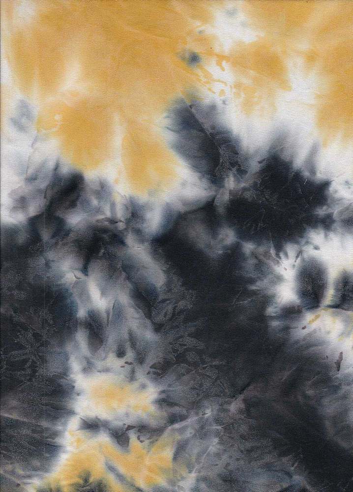 KNT3958 / MUSTARD/BLACK / 96%POLY 4%SPAN DTY BRUSHED TIE-DYE
