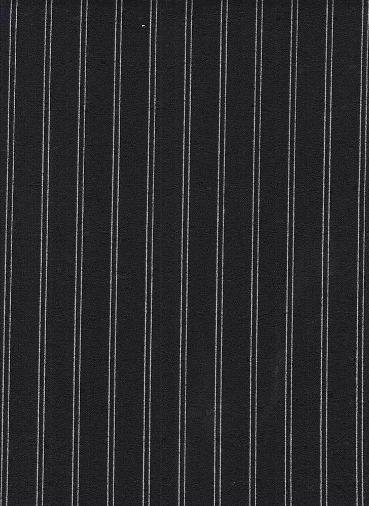 KNT3971-DU1653 / BLACK / 98%POLY 2%SPAN TECHNO CREPE VERTICAL STRIPE PRINT