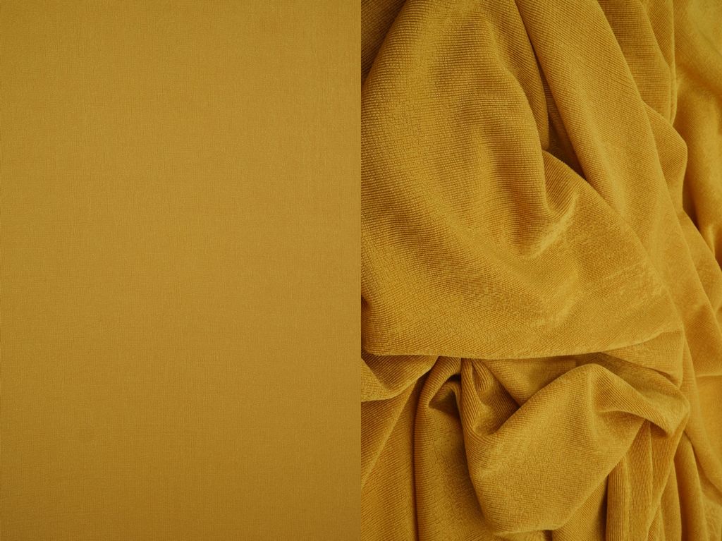 KNT3963 / MUSTARD / 91%POLY 9%SPAN SLINKY RIB 1X1 SOLID