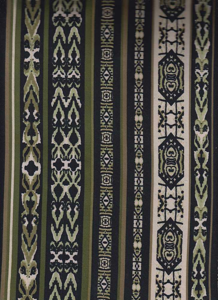 KNT2100-DU1731 / OLIVE / 96%POLY 4%SPAN DTY BRUSHED BOHO PRINT