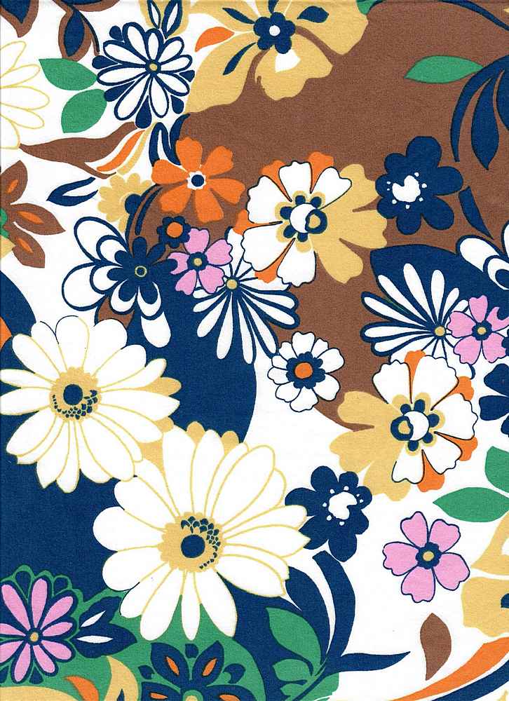 KNT2100-MS10051 / NAVY/GOLD LT / 96%POLY 4%SPAN DTY BRUSH PUCCI FLOWER/FLORAL