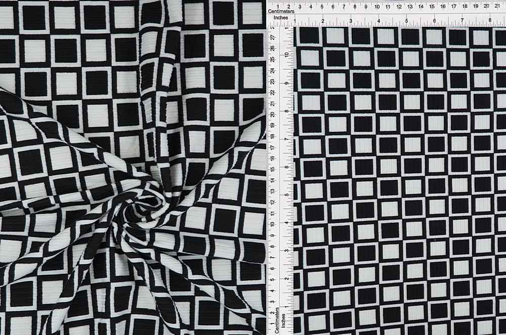 KNT3422-MS10112 / BLACK / 87%POLY 13%SPAN 4X2 YUMMY RIB GEO/CHECKER