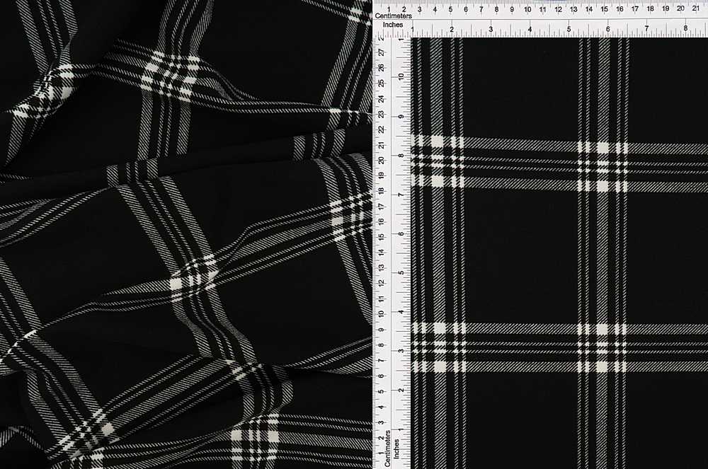 KNT3971-DU1708 / BLACK / 95%POLY 5%SPAN TECHNO CREPE PLAID PRINT